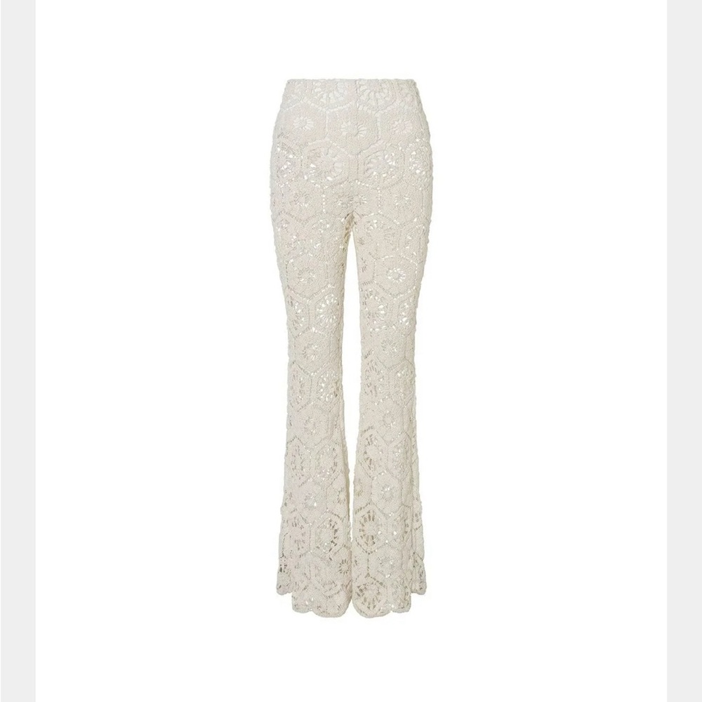 Chic Cream Lace Flare Pants